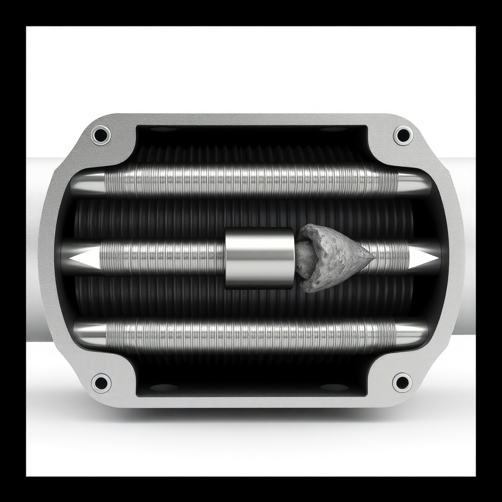 Ultra-realistic illustration of a cross-section of a Buderus Logano SP211 heat exchanger s