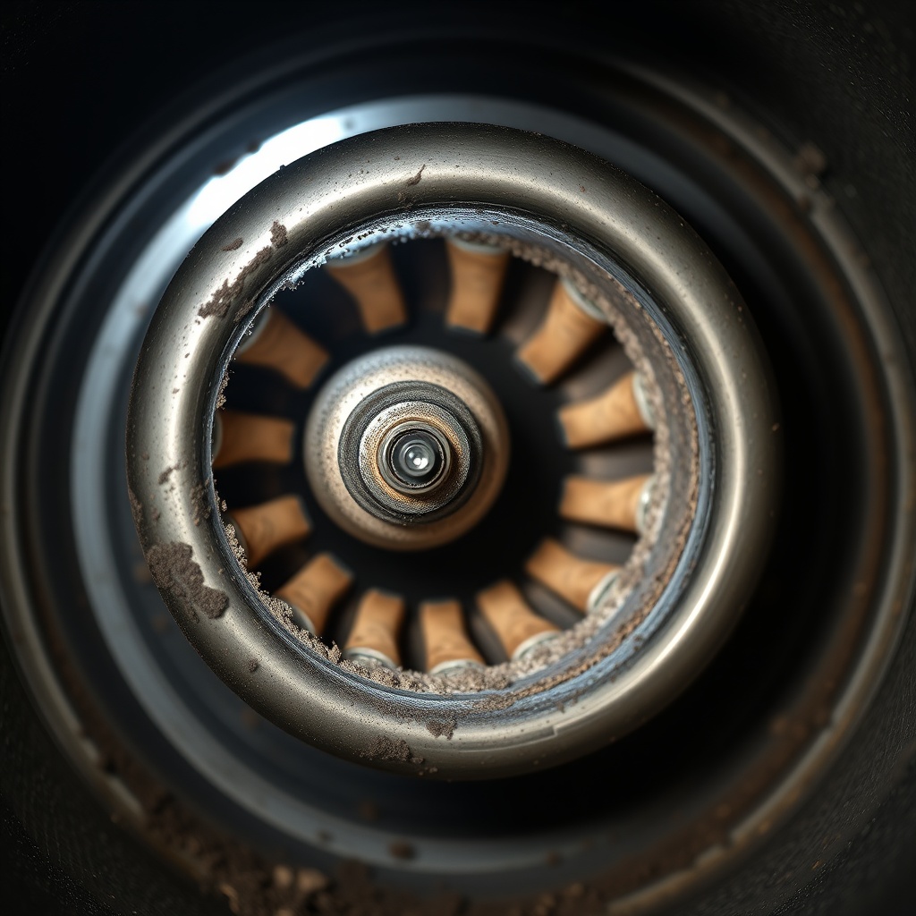 A photorealistic close-up of a metallic auger screw used in a Buderus Logano SP211 pellet