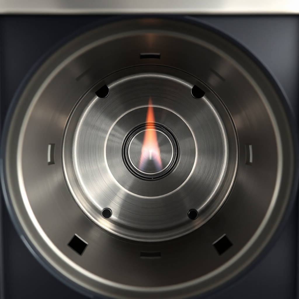 A photorealistic photo of a clean ÖkoFEN Pellematic Plus burner chamber interior