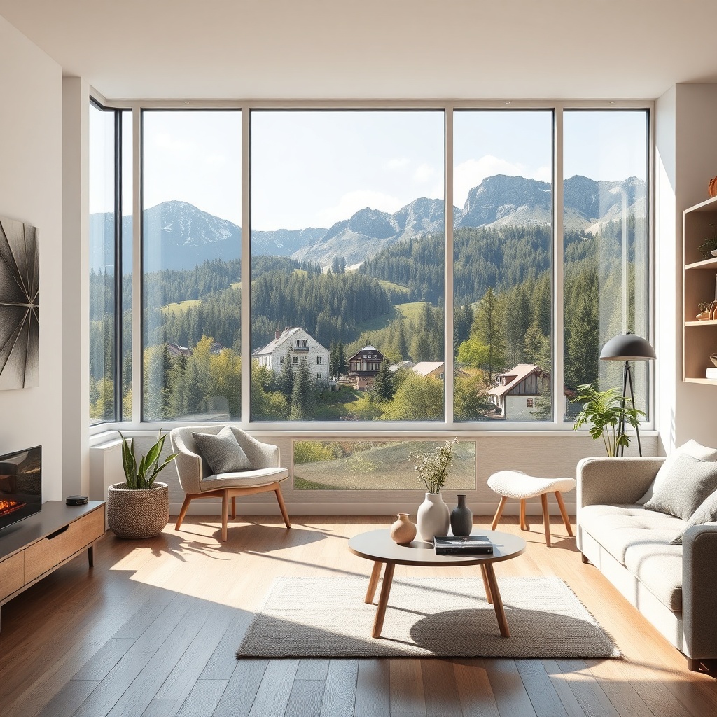 Vollansicht des Osterberg Thorus White in einem hellen Wohnzimmer mit Holzboden und modern