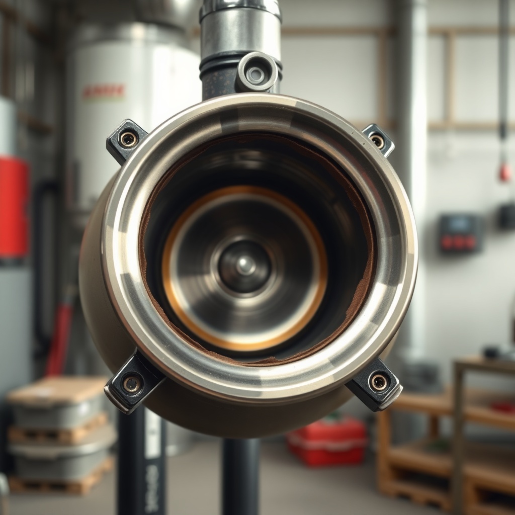 A close-up photorealistic photo of a clean Viessmann Vitoligno 300-C burner pot with a pol
